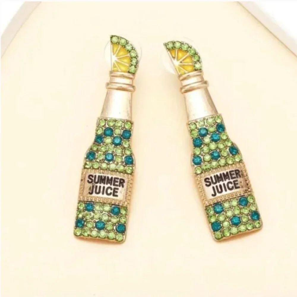 ⭐️❤️FREE Summer Juice Rhinestone Tequila Lime Party Chic Girly Glam Hip Earrings